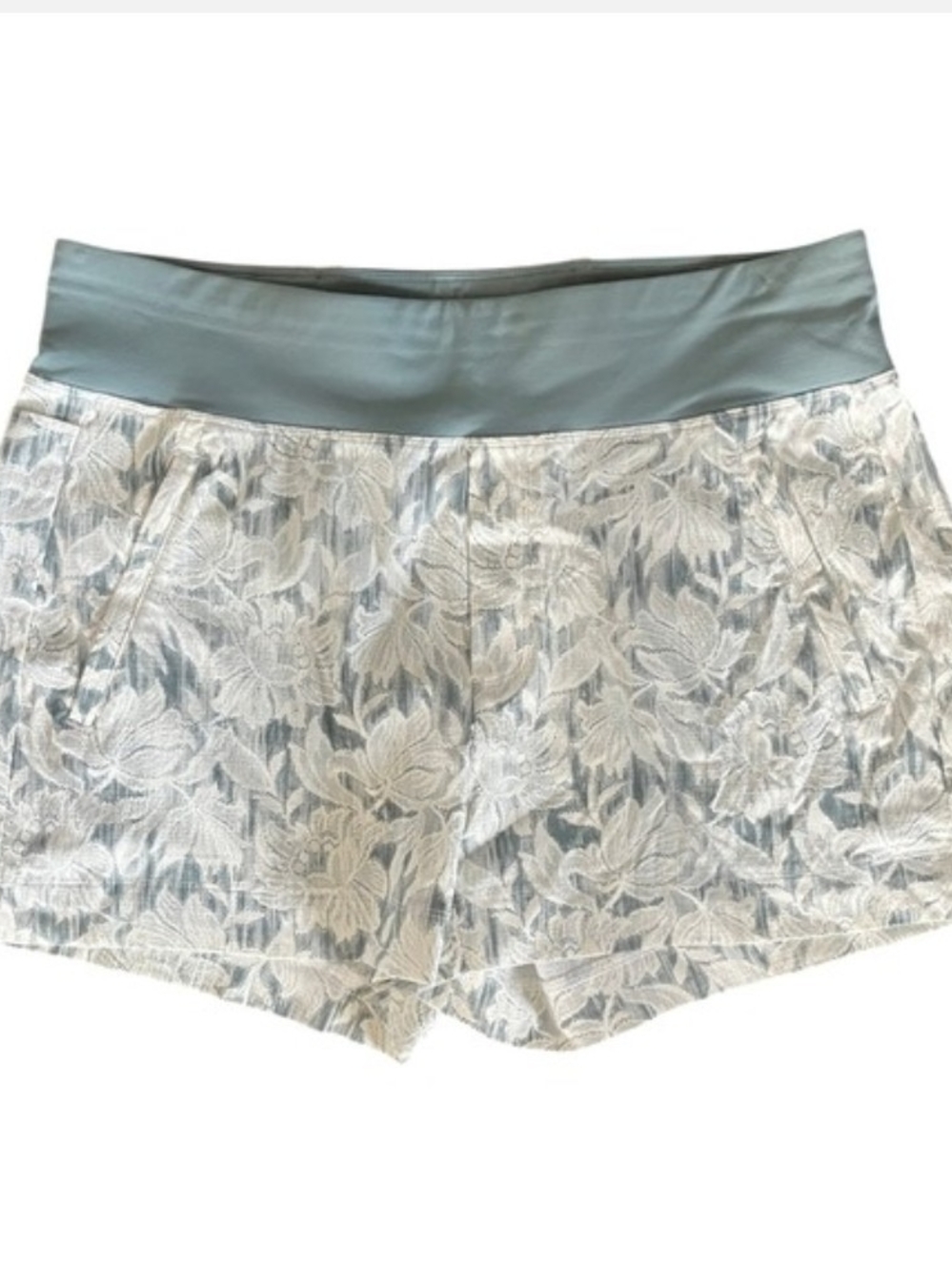 ALO Yoga Floral High-Waist Shorts with Sage Waistband